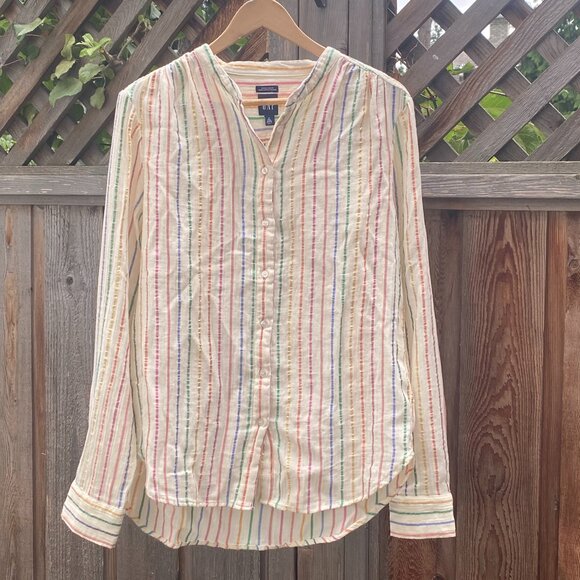 The Gap Crinkle Gauze Shirt rainbow size medium tall - Picture 3 of 11